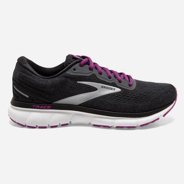 Tenis Brooks Trace Adaptive - Zapatillas Para Correr En Asfalto Mujer - Negras / Moradas (UNKT-03817